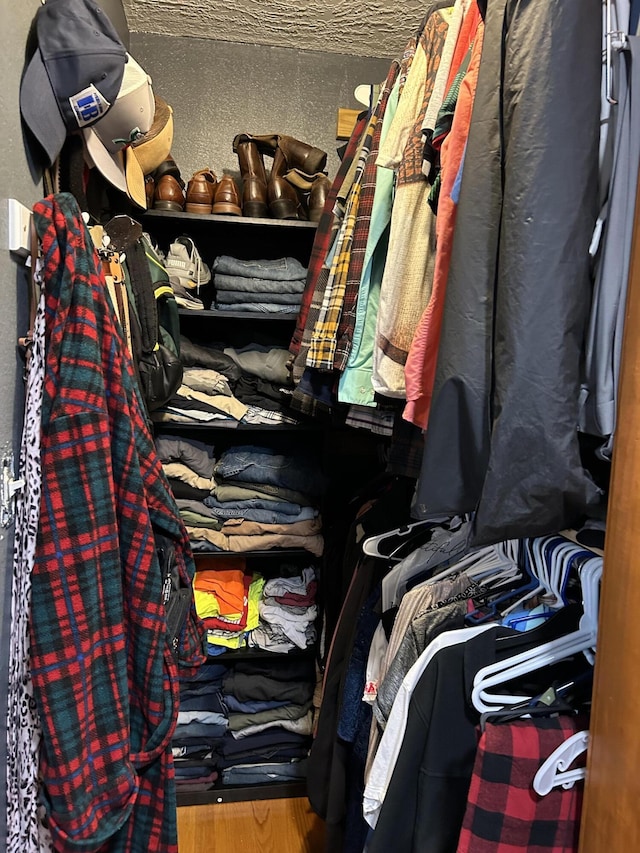 spacious closet featuring hardwood / wood-style flooring