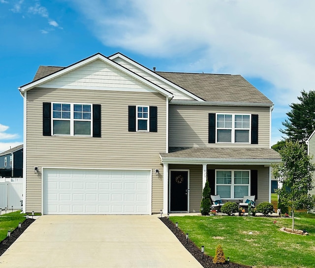 825 Greene Meadow Dr, Talbott, TN 37877 - view of front of house with concrete driveway, an attached garage, and covered porch