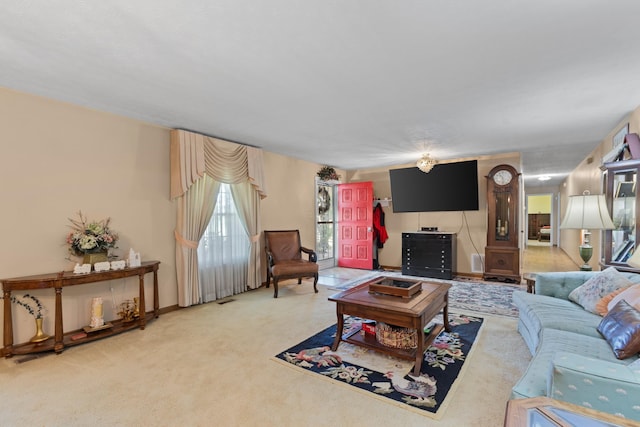 living room featuring carpet flooring