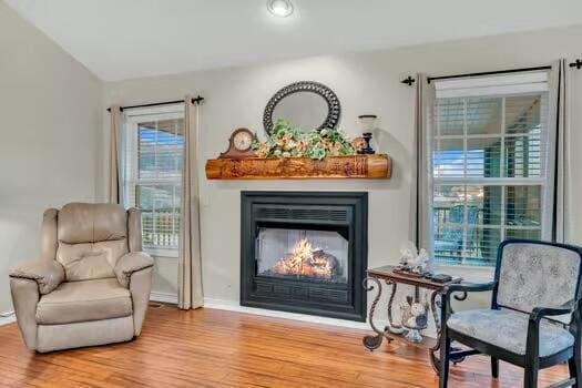 784 Constitution Dr, Jefferson City, TN 37760 - sitting room with a lit fireplace and wood finished floors
