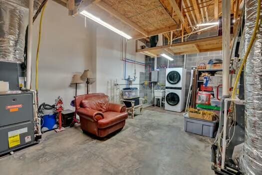 784 Constitution Dr, Jefferson City, TN 37760 - unfinished basement with stacked washing maching and dryer
