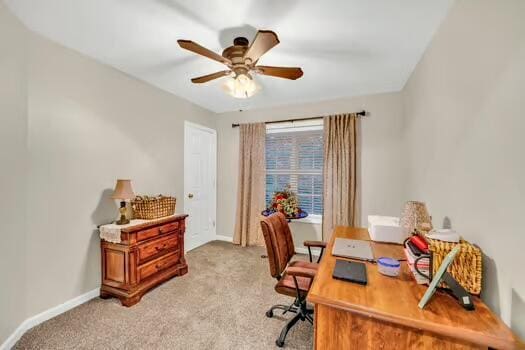 784 Constitution Dr, Jefferson City, TN 37760 - office area with light carpet, ceiling fan, and baseboards