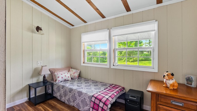 261 Buzzard Roost Rd, Bulls Gap, TN 37711 - bedroom with dark wood finished floors, multiple windows, and vaulted ceiling