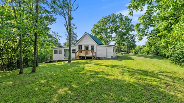 261 Buzzard Roost Rd, Bulls Gap, TN 37711 - rear view of property featuring a deck and a lawn