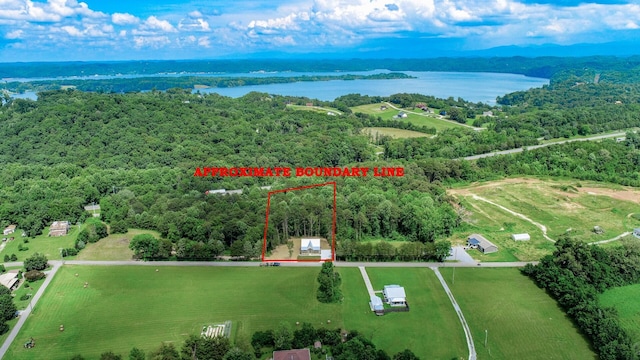 1056 Old Newport Hwy, Dandridge, TN 37725 - aerial overview of property's location featuring a large body of water and property parcel outlined