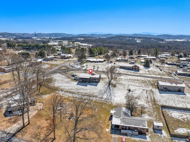 aerial view with a mountain view