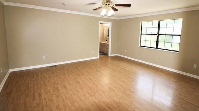 2131 Ted Moore Rd, Dandridge, TN 37725 - empty room featuring ceiling fan, wood finished floors, and ornamental molding