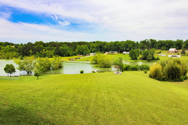 2131 Ted Moore Rd, Dandridge, TN 37725 - view of green lawn with a water view and view of wooded area