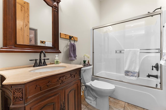 2224 Ted Moore Rd, Dandridge, TN 37725 - bathroom featuring vanity, toilet, bath / shower combo with glass door, and tile patterned floors