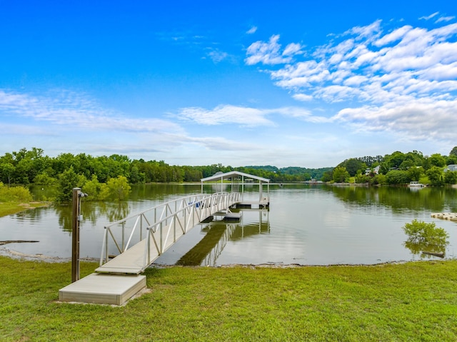 1114 Lake Ridge Dr, Dandridge, TN 37725 - dock featuring a water view and a lawn