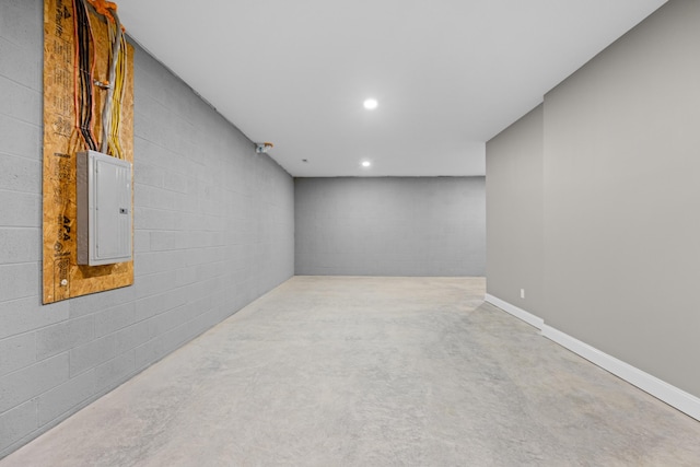 basement with electric panel