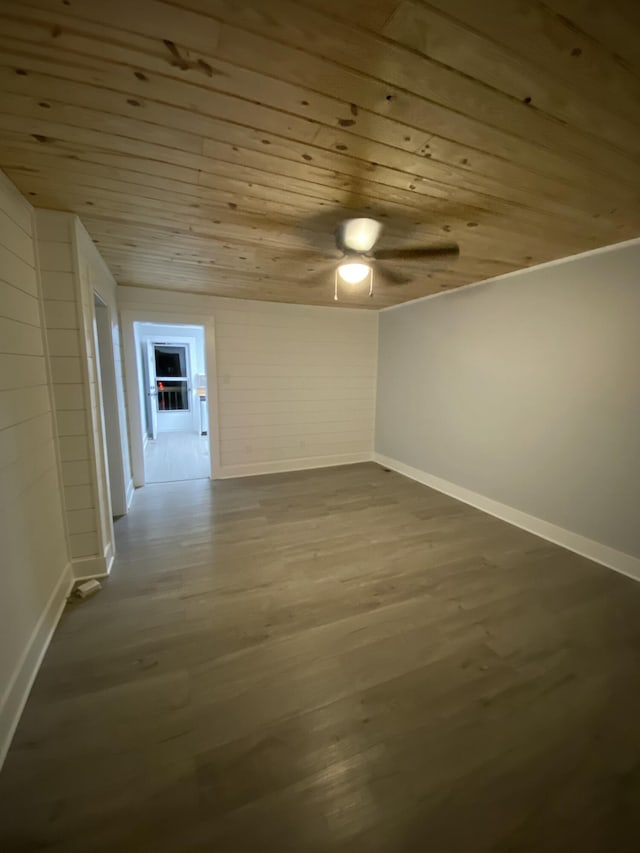 interior space with hardwood / wood-style floors and wooden ceiling