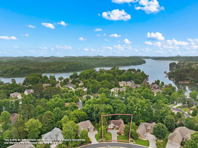 117 Tahlequah Ln, Loudon, TN 37774 - aerial view of property's location with a large body of water, property parcel outlined, and a forest