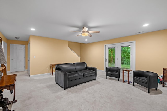 117 Tahlequah Ln, Loudon, TN 37774 - sitting room featuring light colored carpet, recessed lighting, baseboards, and ceiling fan