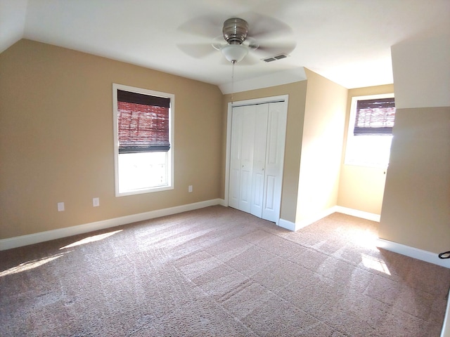2015 Brights View Ln, Morristown, TN 37814 - unfurnished bedroom featuring carpet, a closet, lofted ceiling, and a ceiling fan