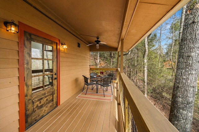 deck featuring a ceiling fan