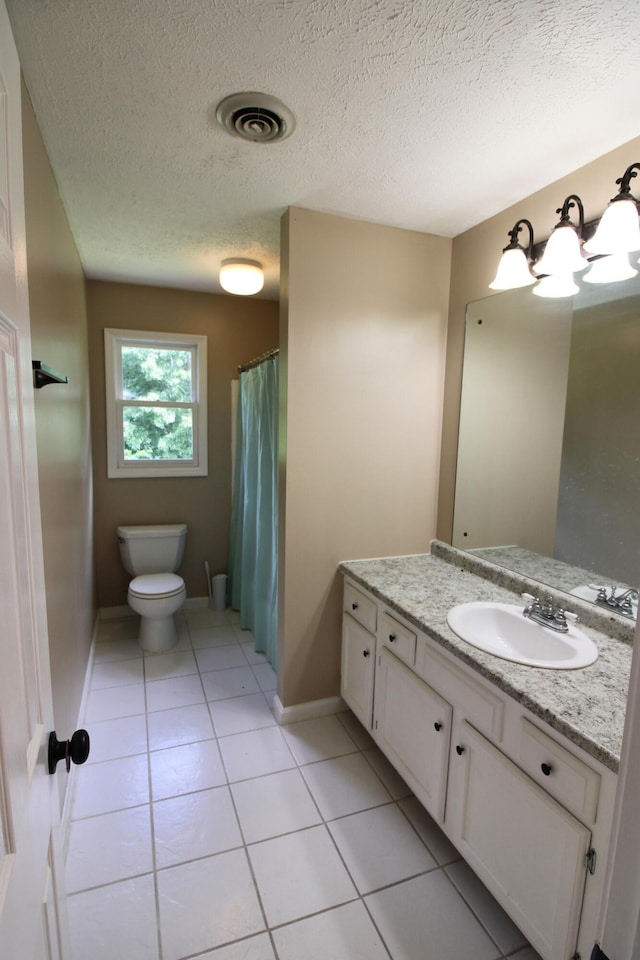 5780 Catawba Ln, Morristown, TN 37814 - full bathroom with vanity, tile patterned floors, a textured ceiling, and a shower with curtain