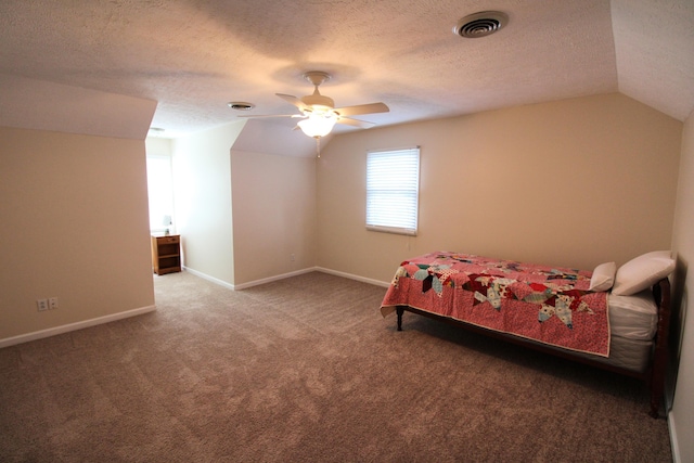 5780 Catawba Ln, Morristown, TN 37814 - bedroom with carpet flooring, vaulted ceiling, a textured ceiling, and ceiling fan