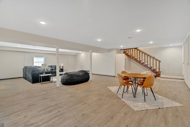 interior space featuring recessed lighting and wood finished floors