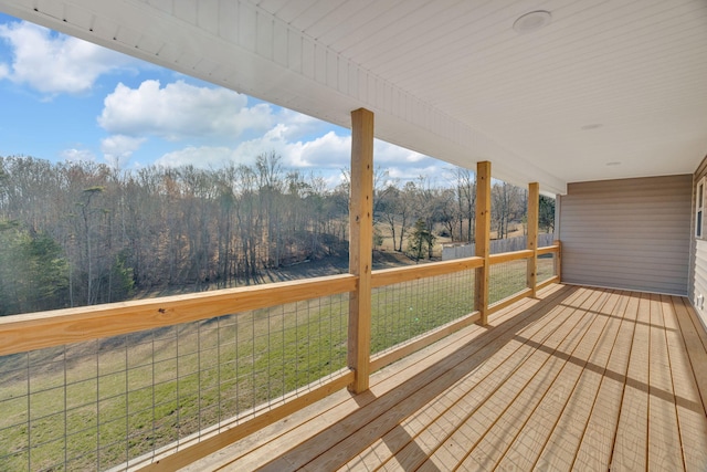 deck with a forest view