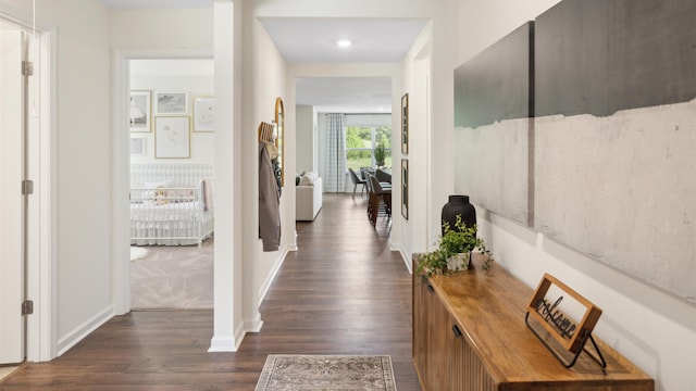 5093 Grist Ln, Morristown, TN 37813 - corridor featuring dark wood-type flooring and baseboards