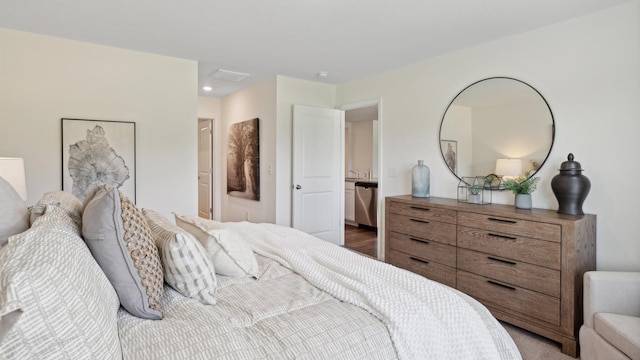 5093 Grist Ln, Morristown, TN 37813 - bedroom featuring attic access, recessed lighting, and wood finished floors