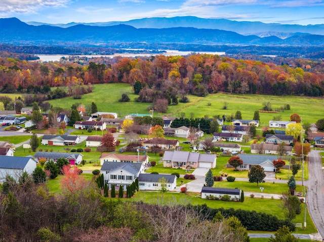 drone / aerial view with a mountain view