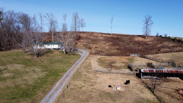 bird's eye view featuring a rural view