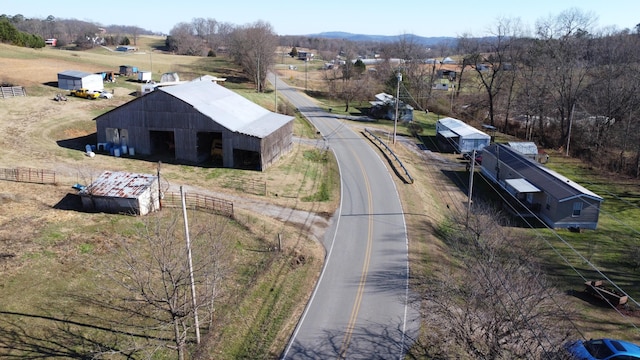 drone / aerial view with a rural view