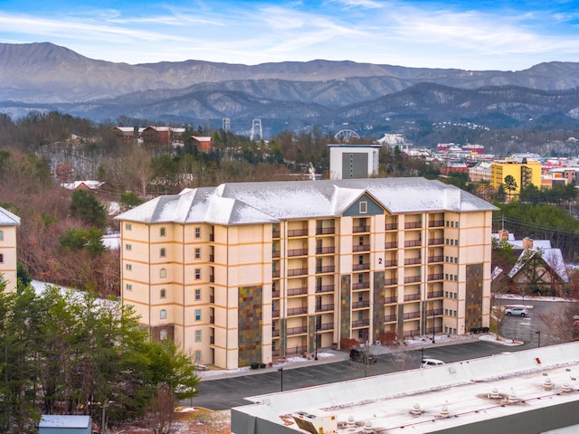 exterior space featuring a mountain view