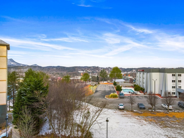 exterior space featuring a mountain view