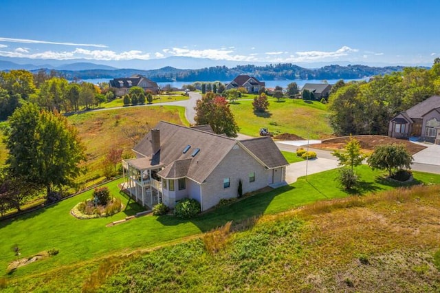 aerial view with a mountain view