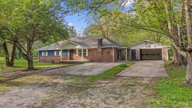 single story home with a front lawn and brick siding