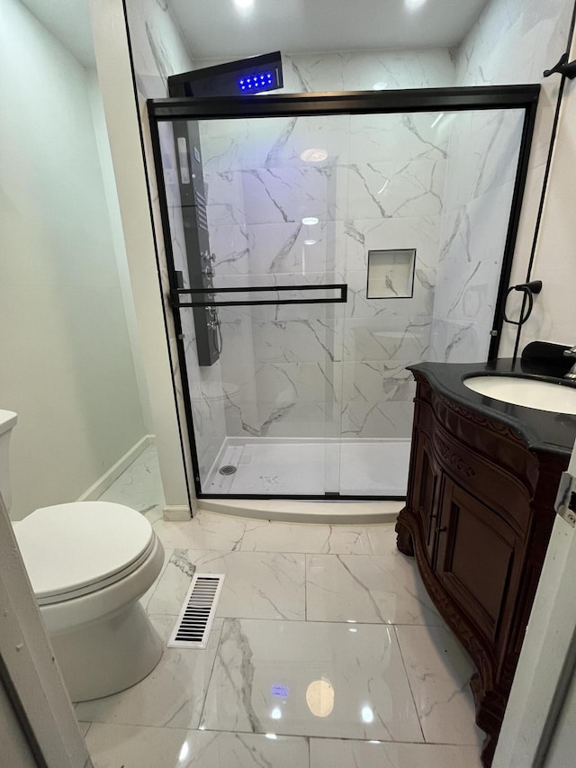 281 Webb Rd, Rogersville, TN 37857 - full bath featuring marble finish floors, vanity, toilet, and a marble finish shower