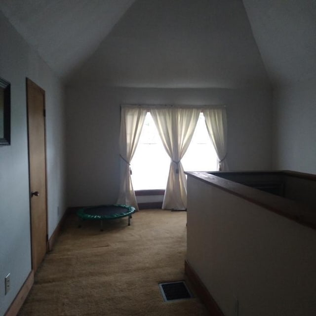 059/057.00 Spring Creek Rd, Dandridge, TN 37725 - hallway featuring visible vents, carpet flooring, and lofted ceiling