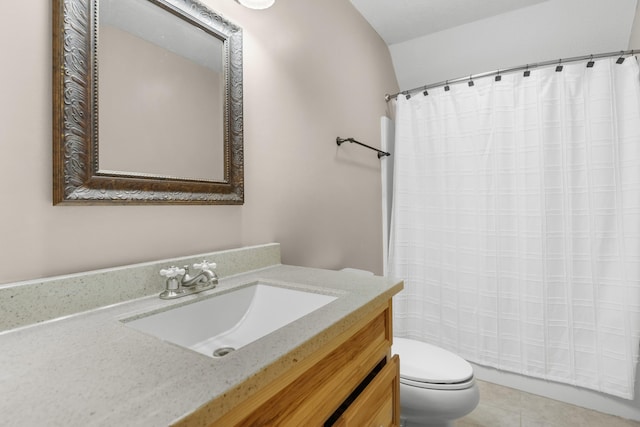 148 Delph Ln, Mooresburg, TN 37811 - full bathroom with vanity, toilet, a shower with shower curtain, and tile patterned flooring