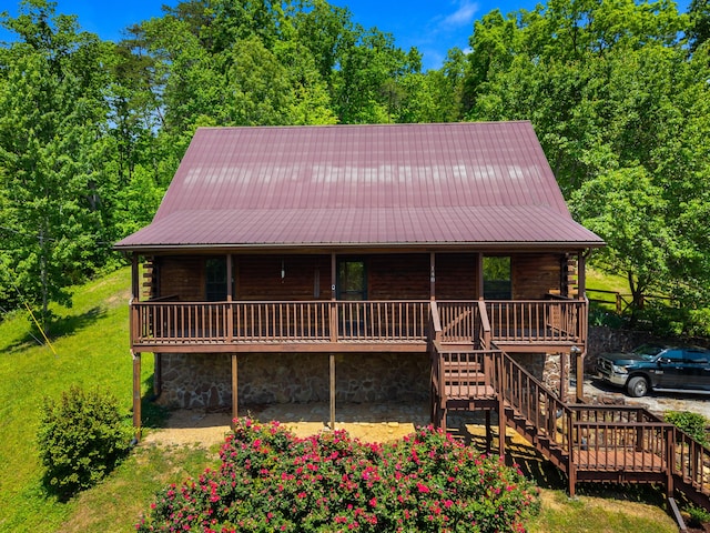 148 Delph Ln, Mooresburg, TN 37811 - view of front of home with metal roof, covered porch, and stairway