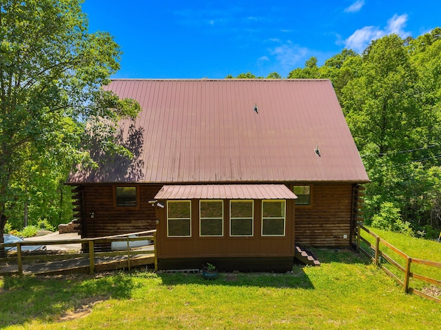 148 Delph Ln, Mooresburg, TN 37811 - back of property featuring log exterior and metal roof