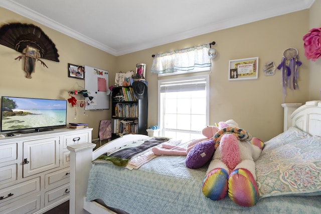 bedroom with ornamental molding