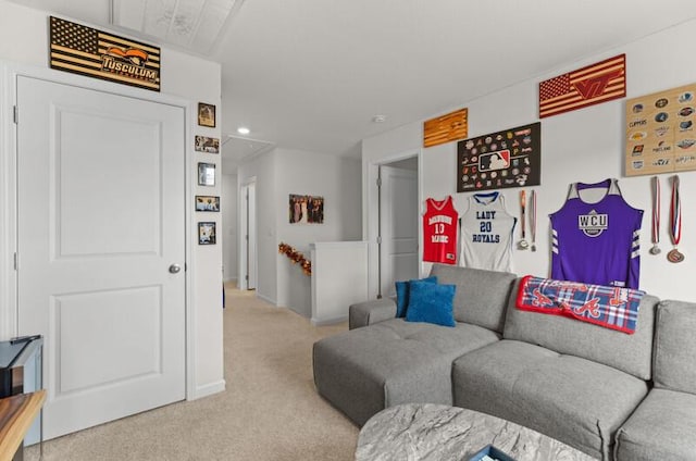 living room with carpet floors