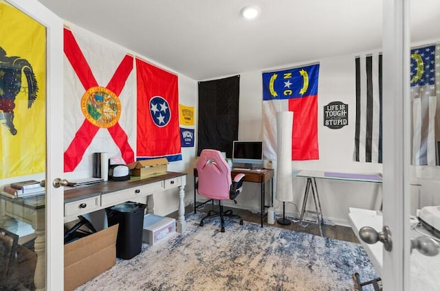 office featuring dark wood-type flooring