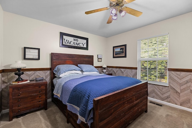 3912 Isaac Ave, Morristown, TN 37814 - bedroom featuring wainscoting, carpet floors, and a ceiling fan
