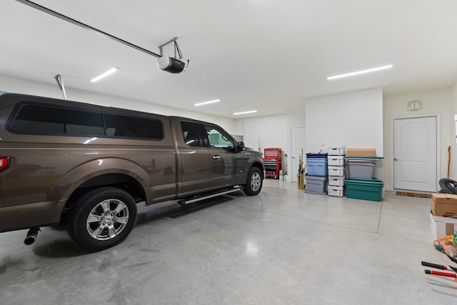 garage with a garage door opener