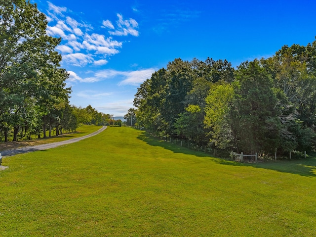 view of property's community with a lawn