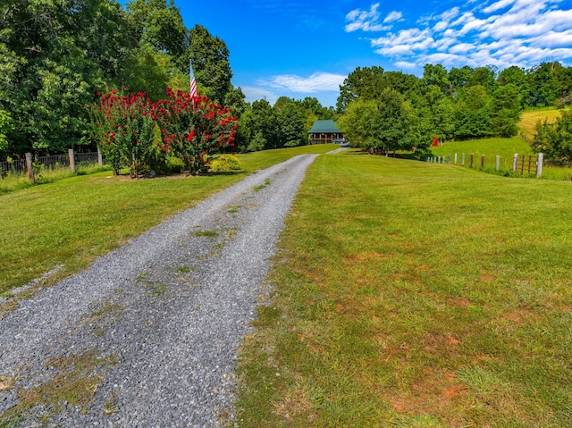 view of road featuring a rural view