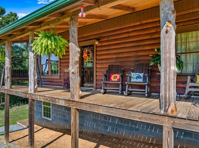 deck with covered porch