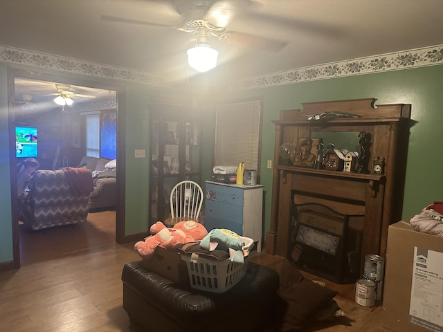 living room with hardwood / wood-style flooring