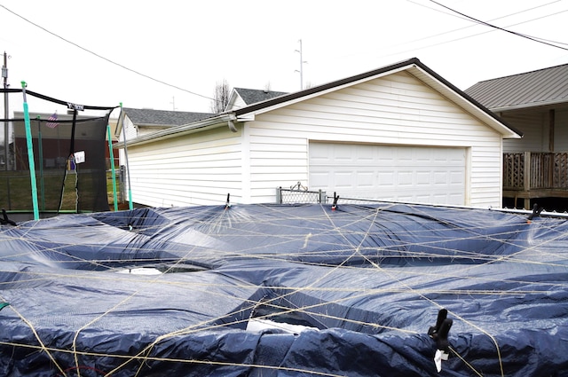 view of detached garage