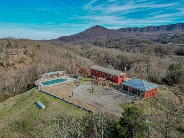 aerial view with a mountain view