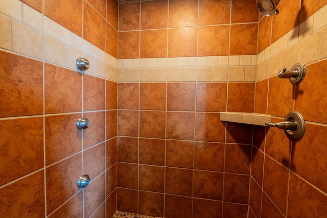 interior details with a tile shower